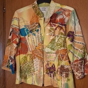 WEARABLE ART Parsley & Sage Patchwork Embroidered Blazer, Medium